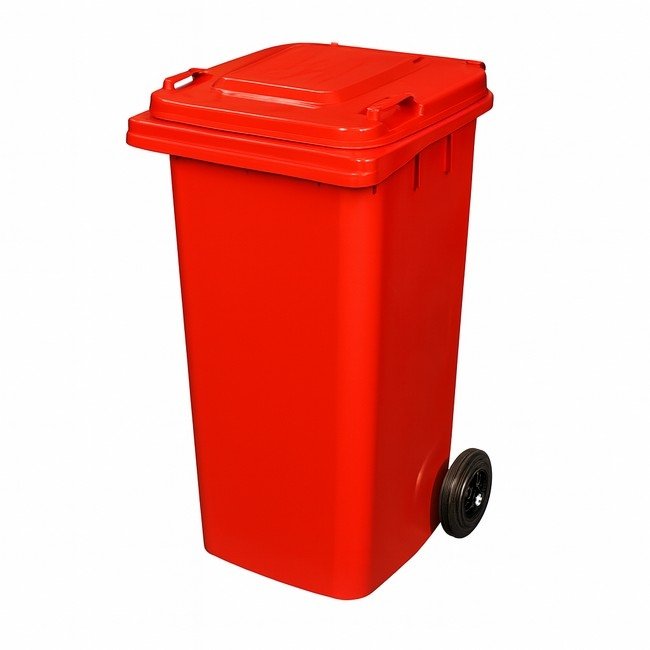 120L Wheelie Bin- 2 Wheel - Plastic - Red