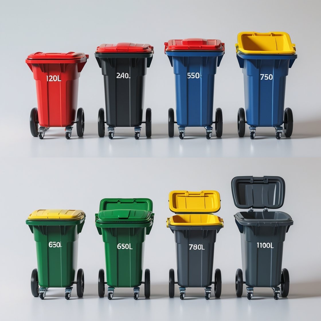 Brown 1000 liter wheelie bin