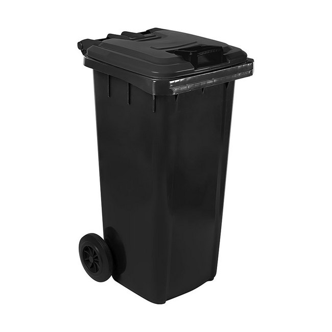 80L Wheelie Bin - Recycled Plastic - 2 Wheel - Black
